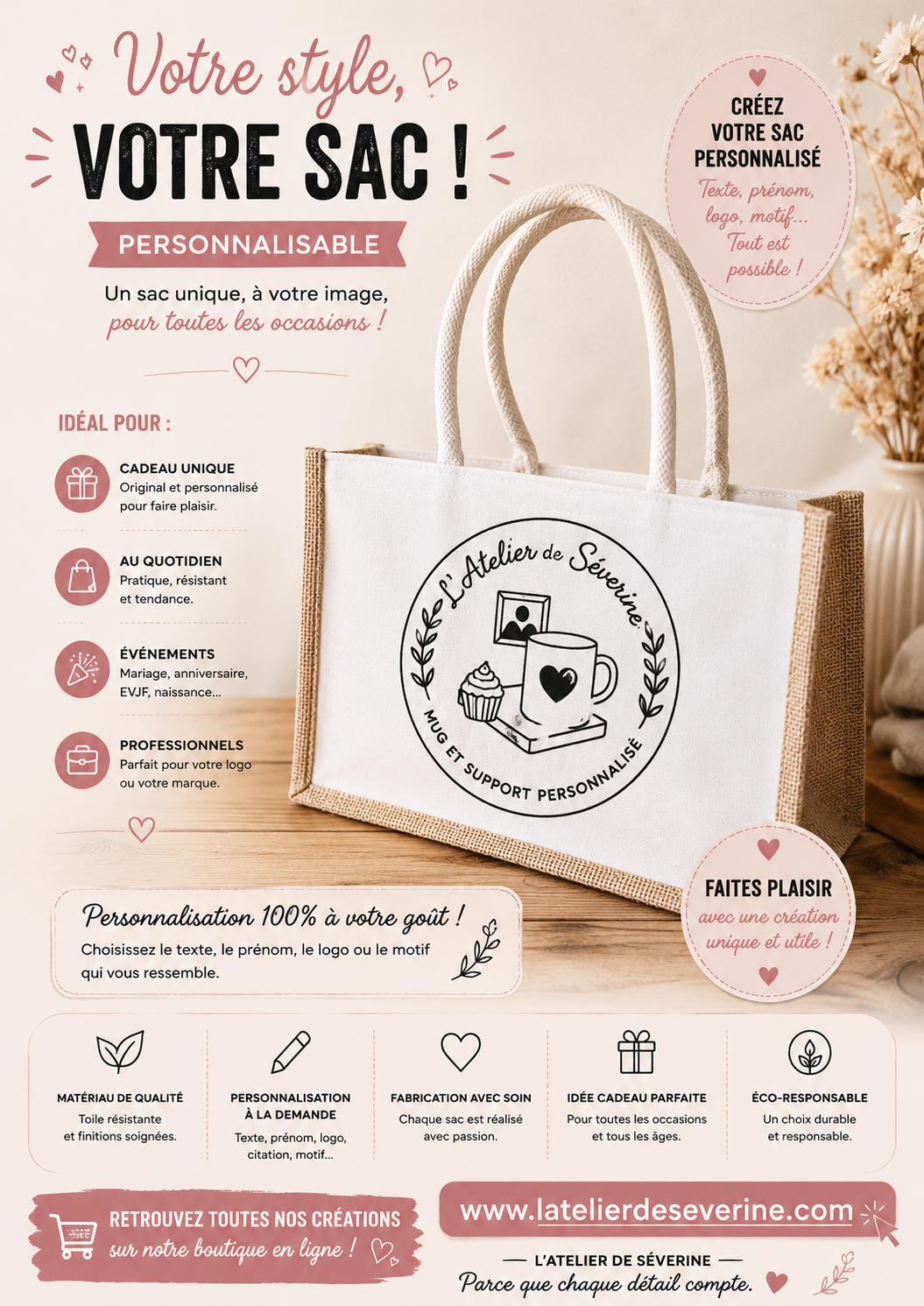 Sac toile de jute 33*22 cm