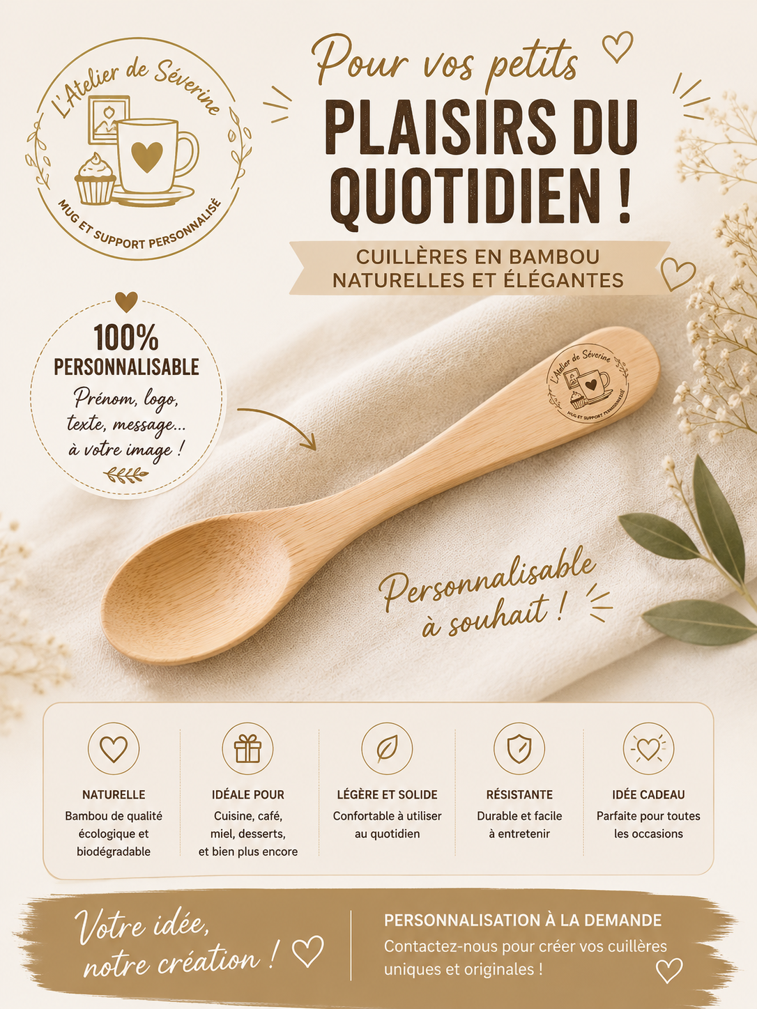 Cuillère en bois personnalisée