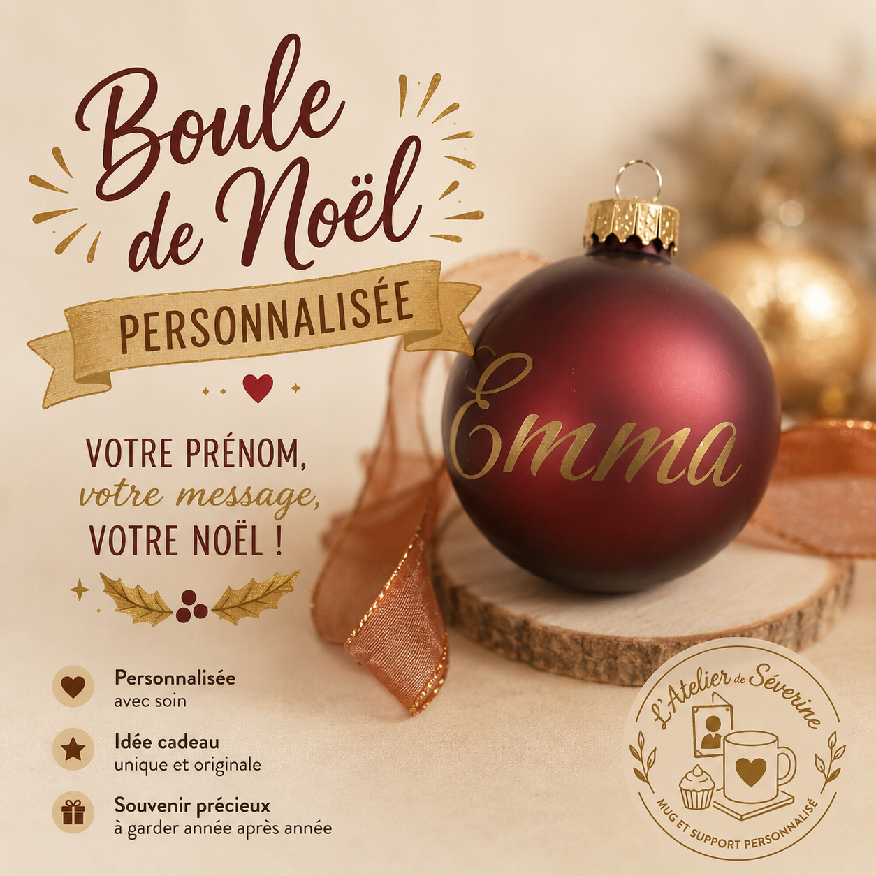 Boule de Noël personnalisée